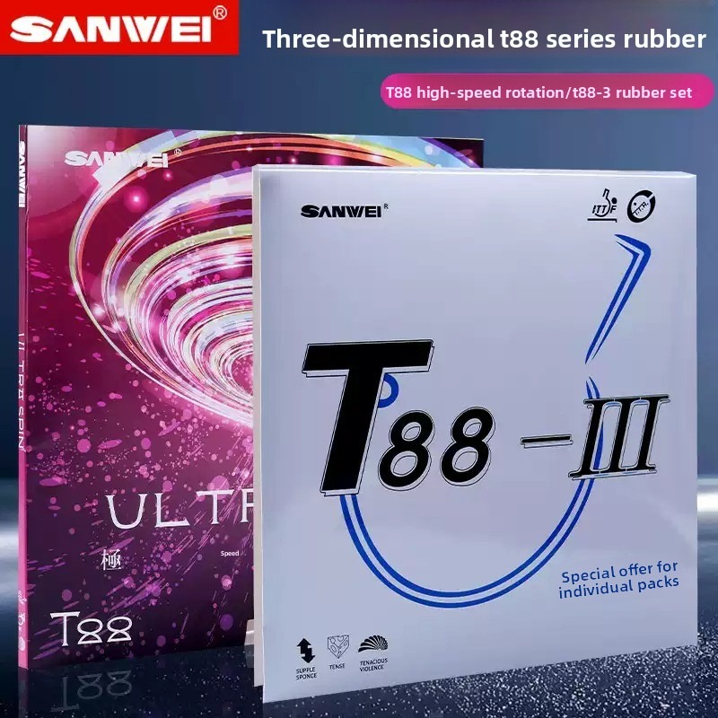 Table Tennis Rubber Anti Spin - Sanwei T88 ULTRA-Spin T88-3 Kit double