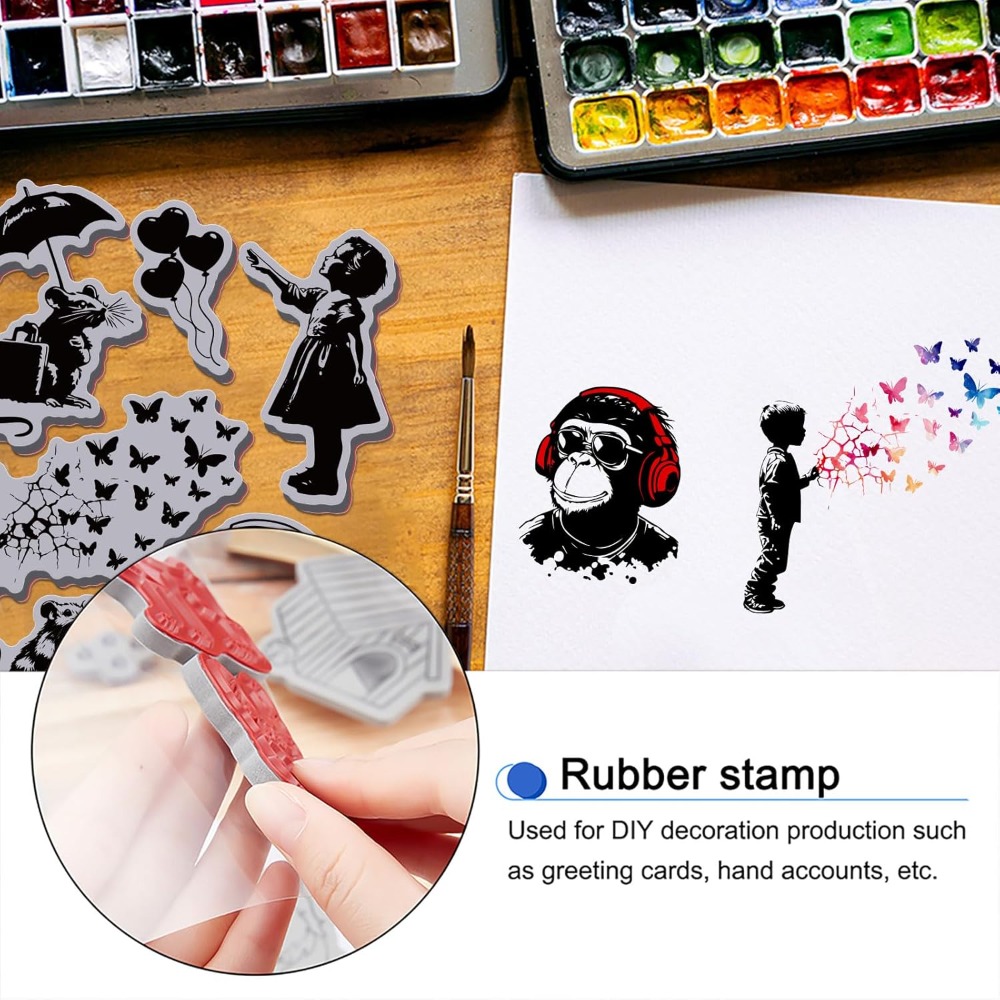 Butterfly Rubber Sheet - Tampon en caoutchouc Graffiti ballon singe,