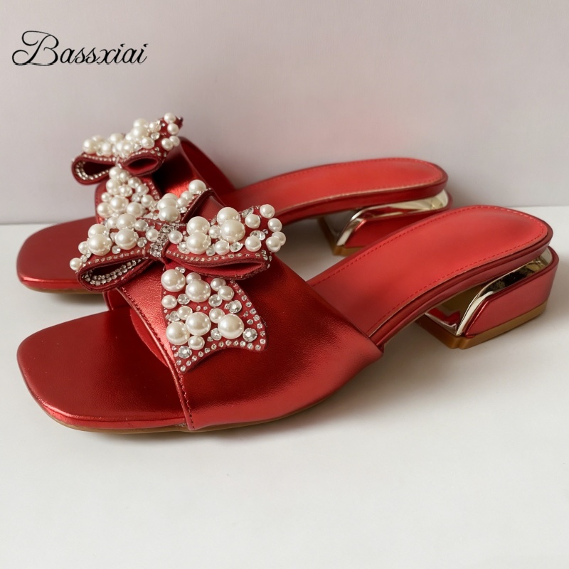Butterfly Rubber Sheet - Mules à bout ouvert pour femme,